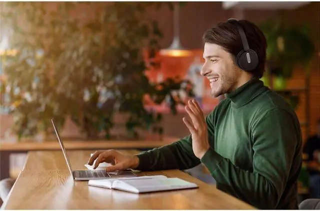 Alt view image 2 of 5 - Yealink BH70 with Stand Wireless Bluetooth Headset with Microphone for Work, up to 35h Talking Battery Life, 3 Noise Cancellation Mics, Teams Certified, <=90min Fast Charging, NO Power Adapter Needed