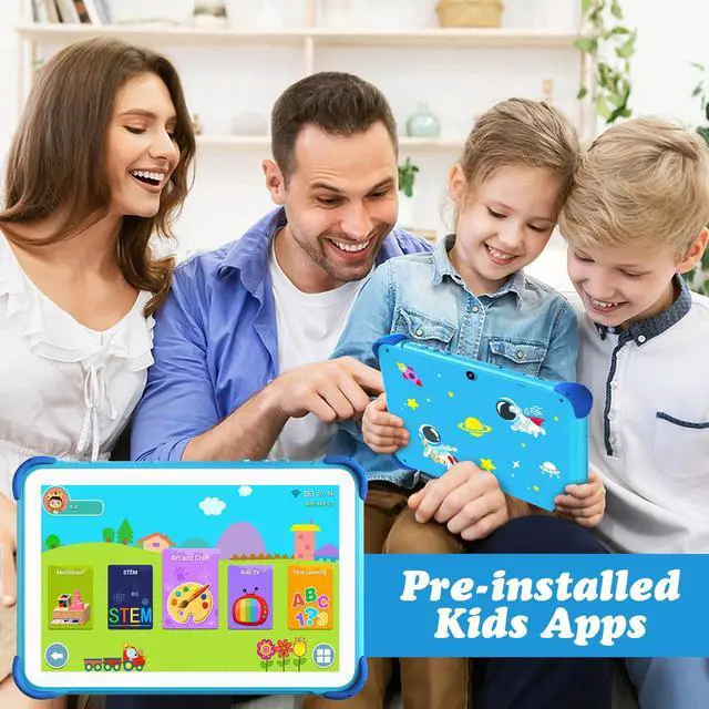 Alt view image 4 of 5 - Kids Tablet 10 inch Tablet for Kids 3-7 32GB ROM Toddler Tablet with Case Stand, Kids Android Tablet with WiFi IPS Screen Kids Software Installed Parents Control Childrens Tablet for Kids Toddlers