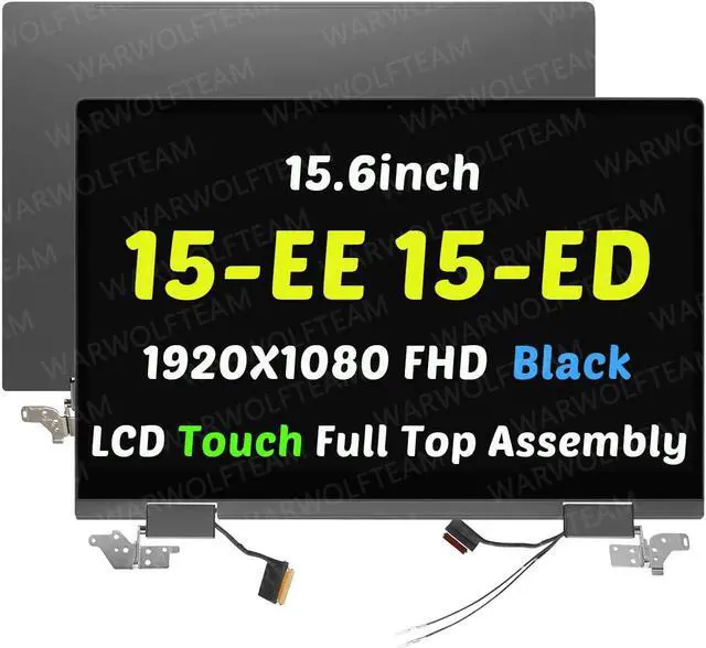 Main image of WARWOLFTEAM Replacement Cover Cable Hinges Full Top Assembly LED Compatible with HP Envy X360 15-ED 15-EE 15-EE1005AU 15-EE1007AU LCD Touch Screen Digitizer Assembly 15.6in FHD L93183-001(Black)