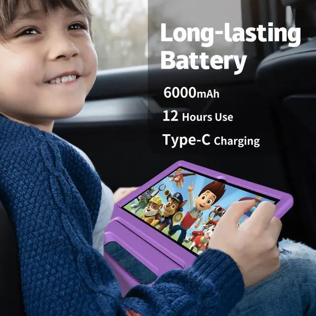 Alt view image 5 of 5 - VNEIMQN Kids Tablet, 10.1 Inch Tablet for Kids Android 14, 64GB Octa-Core, WiFi, Big Battery, Google Kids Space, Parental Control 1280 * 800 HD Display Children Tablets Purple