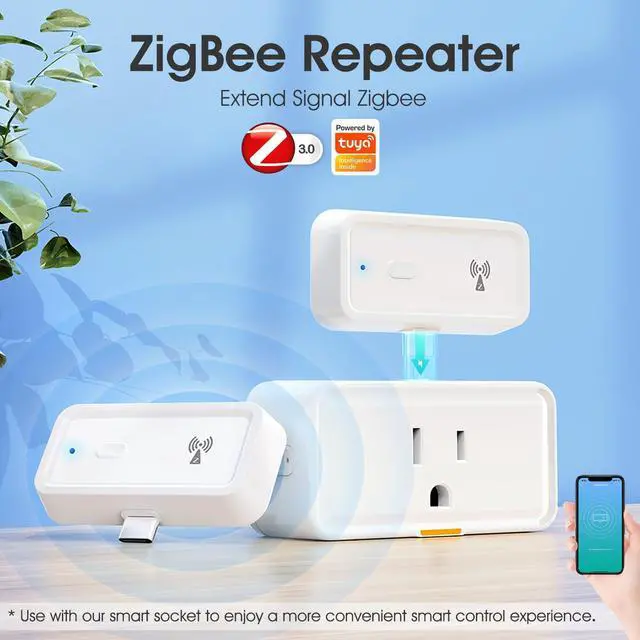 Alt view image 2 of 5 - YIFAN Zigbee 3.0 Range Extender with Built-in Power Amplifier, Tuya Zigbee Signal Booster, Long Range up to 7600 sq.ft, Compatible with Alexa/Google Assistant, 2.4GHz, White