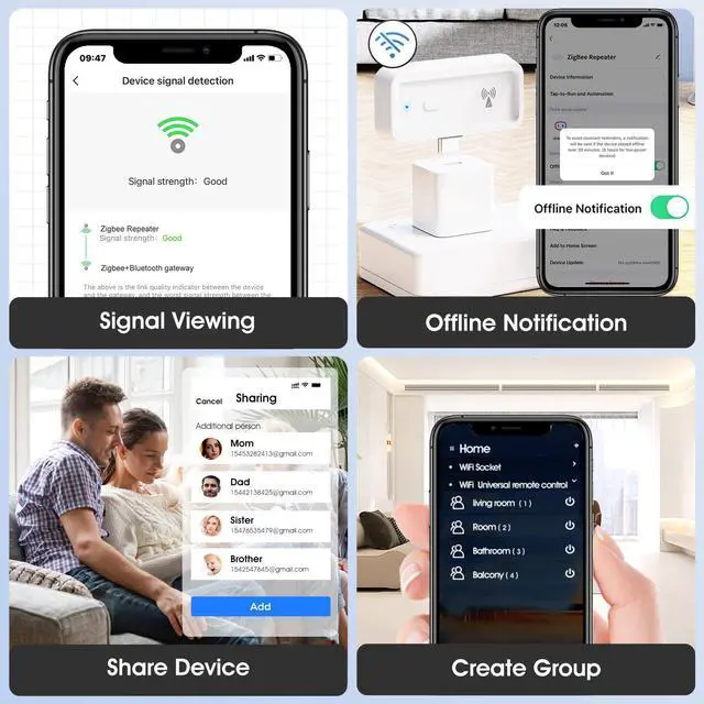 Alt view image 5 of 5 - YIFAN Zigbee 3.0 Range Extender with Built-in Power Amplifier, Tuya Zigbee Signal Booster, Long Range up to 7600 sq.ft, Compatible with Alexa/Google Assistant, 2.4GHz, White