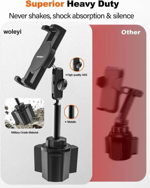 Alt view image 2 of 5 - YOOZ Car Cup Holder Tablet Mount Heavy Duty [No Shaking 360 Rotation] Truck Cupholder Holder with Metal Arm for Tablet & Phone, iPad Pro Air Mini, Galaxy Tab, Kindle, Surface, 4-12.9