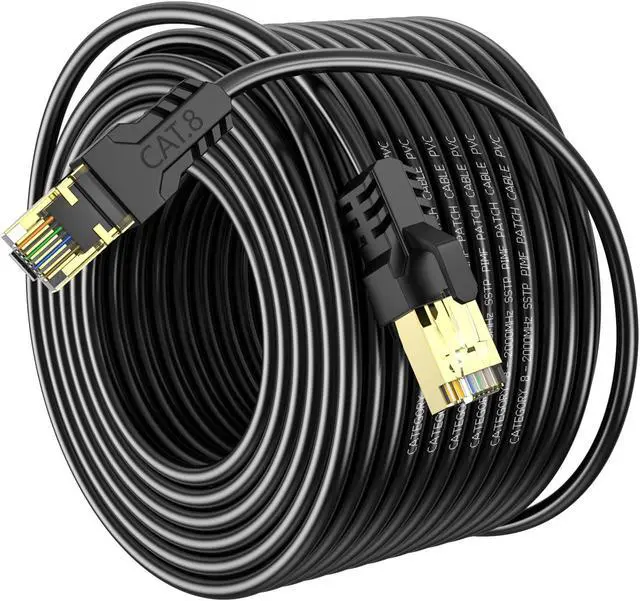 Main image of YSONG Cat 8 Ethernet Cable 200ft,High Speed 40Gbps,2000Mhz,26AWG,Gold Plated RJ45 Connector,for Outdoor&Indoor Weatherproof UV,for/PC/Modem/Router/Gaming,Faster Than Cat7/Cat6/Cat5