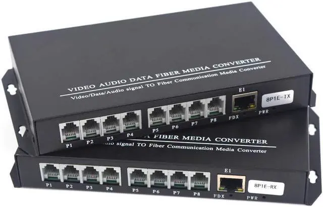 Main image of Wekuant POTS Telephones and Ethernet Over Fiber Optic Extenders, Universal Singlemode Fiber up to 20Km(12.4 mi) and Multimode 500m(0.31 mi) A Pair (8 Tel+10/100M Ethernet,SC)