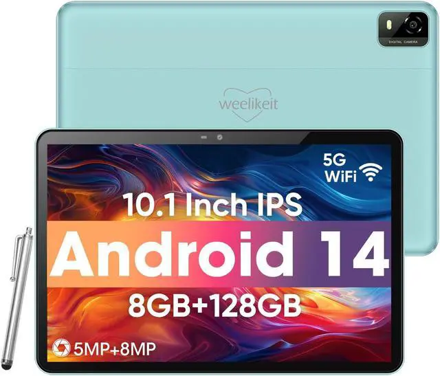 Main image of weelikeit Android Tablet, 10.1 inch Tablet with 1280 * 800 IPS HD Touchscreen, 8GB RAM+128GB ROM (UP to 1TB), 6000mAh Battery, 5G WiFi 6, Bluetooth 5.0, Dual 5MP+8MP Camera, Great Gift for Your Kids