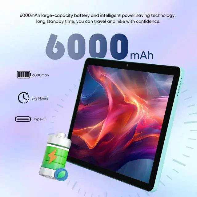 Alt view image 3 of 5 - weelikeit Android Tablet, 10.1 inch Tablet with 1280 * 800 IPS HD Touchscreen, 8GB RAM+128GB ROM (UP to 1TB), 6000mAh Battery, 5G WiFi 6, Bluetooth 5.0, Dual 5MP+8MP Camera, Great Gift for Your Kids
