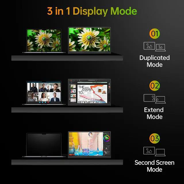 Alt view image 4 of 5 - WGK Portable Monitor 15.6-inch 1080P USB-C HDMI Ultra Slim Travel Monitor with Kickstand for Laptop, PC, Mac Phone, PS, Xbox, Swich Gaming Monitor IPS Slim Zero Bezel