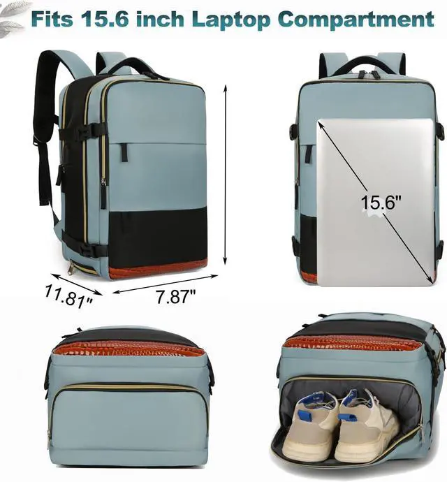 Alt view image 2 of 5 - VODIU Travel Backpack For Women Men, Carry On Backpack For Weekender Hiking,Laptop Backpack Flight Approved,Personal Item Travel Bag With Usb Charging Port & Shoe Pouch