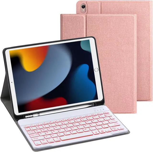 Main image of Keyboard Case for iPad Air 3rd 10.5" 2019/iPad Pro 10.5" 2017/ iPad 9th 8th 7th Gen - Slim Shell Stand Protective Cover/Magnetic Detachable Wireless Bluetooth Backlit Keyboard with Pencil Holder, Pink
