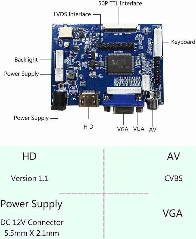 Alt view image 3 of 5 - VSDISPLAY 12.3 Inch Touchscreen IPS Stretched Bar LCD 1920x720 Monitor for Secondary Display,with HD-MI VGA AV Controller Board VS-TY2662-V1