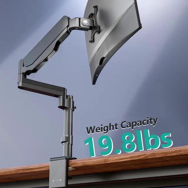 Alt view image 4 of 5 - WALI Single Monitor Mount, Computer Monitor Stand for Desk 17-32 Inch, Monitor Arm Desk Mount up to 19.8lbs Gas Spring Arm with Clamp(GSDM001), Black