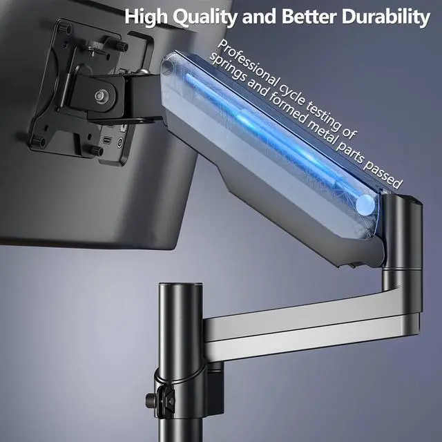 Alt view image 5 of 5 - WALI Single Monitor Mount, Computer Monitor Stand for Desk 17-32 Inch, Monitor Arm Desk Mount up to 19.8lbs Gas Spring Arm with Clamp(GSDM001), Black