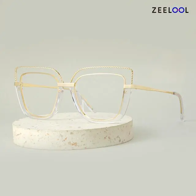 Alt view image 2 of 5 - Zeelool Stylish Oversize Cat Eye Blue Light Glasses for Women Computer Glasses Ornella ZJGX370408-03 Crystal