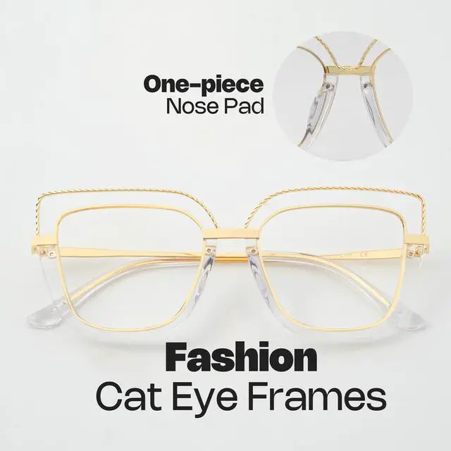 Alt view image 4 of 5 - Zeelool Stylish Oversize Cat Eye Blue Light Glasses for Women Computer Glasses Ornella ZJGX370408-03 Crystal