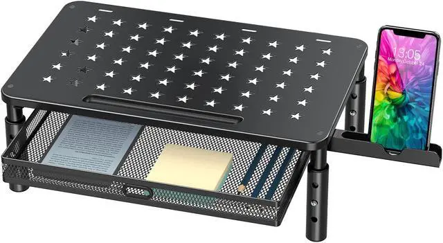 Alt view image 2 of 5 - Zimilar Monitor Stand Riser with Metal Mesh Drawer and Adjustable Length and Angle