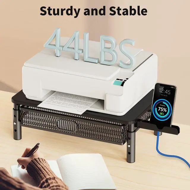 Alt view image 4 of 5 - Zimilar Monitor Stand Riser with Metal Mesh Drawer and Adjustable Length and Angle