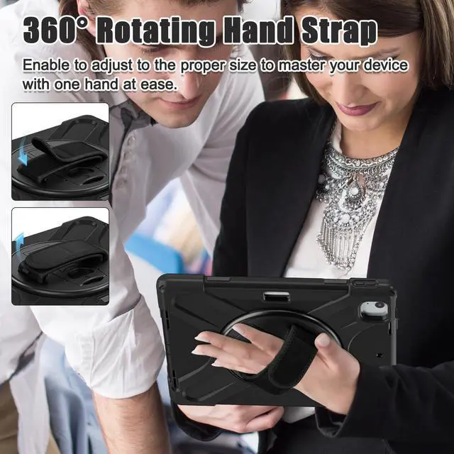 Alt view image 4 of 5 - ZenRich iPad Air 6th Generation Case M2 13 Inch 2024, A2898 A2899 A2900 Case Rugged Heavy Duty with Kickstand/Hand Strap/Pencil Holder/Shoulder Strap, Black