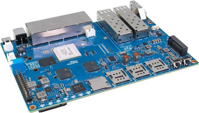 Alt view image 4 of 5 - Banana Pi BPI-R4 WiFi 7 Wireless Dual-Band WiFi Router Board OpenWRT, with MediaTek MT7988A (Filogic 880) SoC, Support 2X 10GbE SFP and 4X GbE Gigabit Ethernet for NAS Smart Home Gateway (Bundle3)