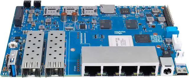 Alt view image 5 of 5 - Banana Pi BPI-R4 WiFi 7 Wireless Dual-Band WiFi Router Board OpenWRT, with MediaTek MT7988A (Filogic 880) SoC, Support 2X 10GbE SFP and 4X GbE Gigabit Ethernet for NAS Smart Home Gateway (Bundle3)