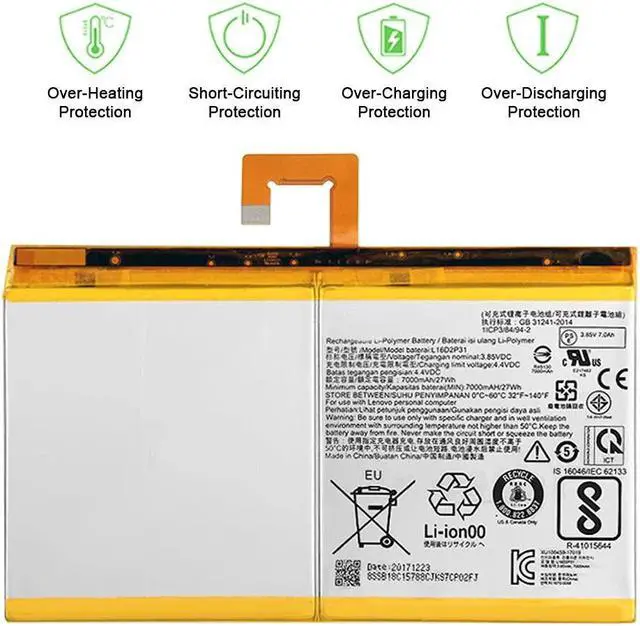 Alt view image 2 of 5 - WUHAO Replacement Battery L16D2P31 for Tab 4 10 TB-X304X TB-X304 TB-X304F TB-X304N with Adhesive Tape Tool Repair Kit