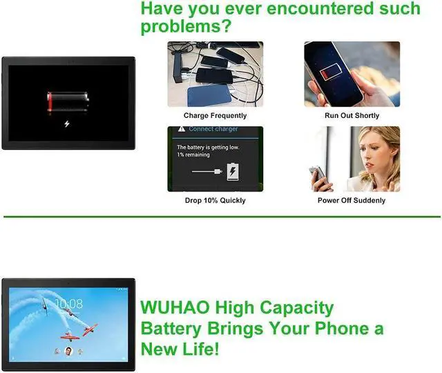 Alt view image 3 of 5 - WUHAO Replacement Battery L16D2P31 for Tab 4 10 TB-X304X TB-X304 TB-X304F TB-X304N with Adhesive Tape Tool Repair Kit