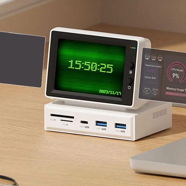 Alt view image 3 of 5 - Zunate 3.5inch IPS USB Mini Screen with USB C Hub, Secondary Screen LCD Display Monitor for PC, USB C HDMI Monitor AIDA64 Mini PC CPU RAM HDD Data Monitor Sub Screen for Laptop PC
