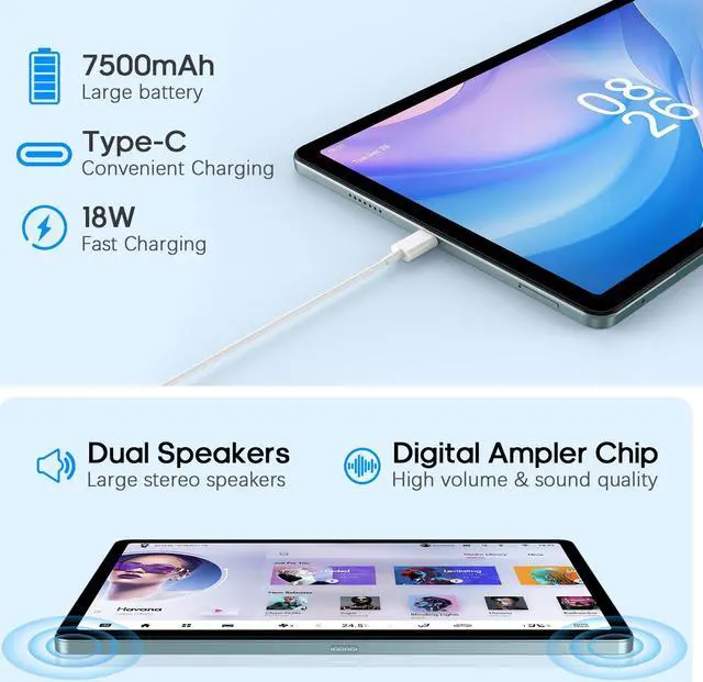 Alt view image 5 of 5 - xiskt Tablet, 6+8GB (Expanded) RAM 256GB ROM, 11 Inch Android 13 Tablets with Octa-Core Processor, 2K Display, 13MP+5MP Camera, 18W Fast Charging, 7500mAh, GPS, WiFi, BT 5.0, Dual SIM, 2.4G/5G WiFi