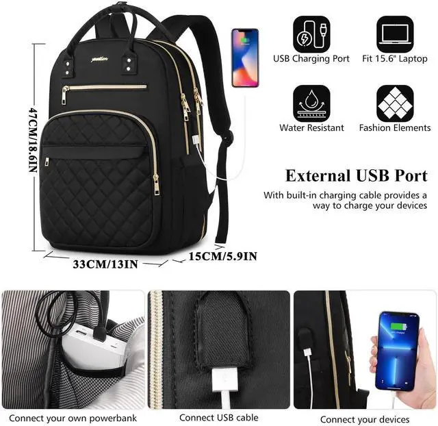 Alt view image 3 of 5 - YAMTION 17 Inch Backpack for Women and Teen Girls,School Backpack TSA Laptop Bookbag with USB for College University Students Business Office Work Travel