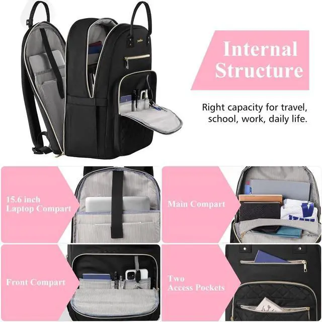 Alt view image 4 of 5 - YAMTION 17 Inch Backpack for Women and Teen Girls,School Backpack TSA Laptop Bookbag with USB for College University Students Business Office Work Travel
