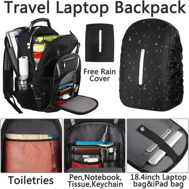 Alt view image 2 of 5 - Travel Laptop Backpack,Extra Large Bookbag for Men Women,Basketball Backpack with USB Charging Port RFID Anti Theft TSA Approved Fits 17 Inch Computer Notebook,Water Resistant,College backpack