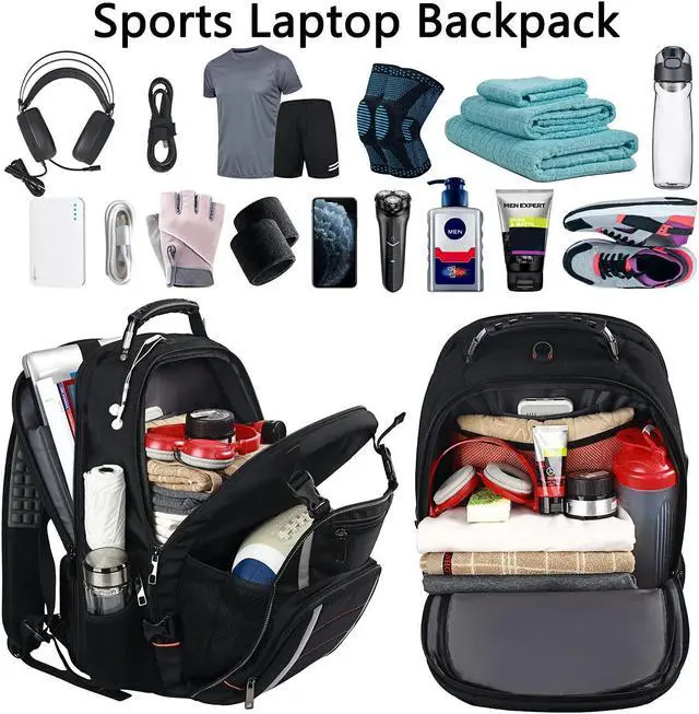 Alt view image 3 of 5 - Travel Laptop Backpack,Extra Large Bookbag for Men Women,Basketball Backpack with USB Charging Port RFID Anti Theft TSA Approved Fits 17 Inch Computer Notebook,Water Resistant,College backpack