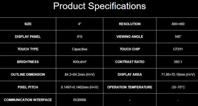 Alt view image 5 of 5 - 4inch Capacitive Touch Screen IPS Display 480x480 Pixels, RGB Communication Interface, Compatible with Luckfox Pico Ultra Development Board