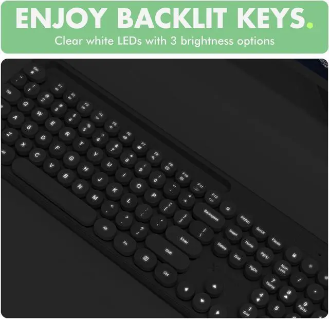Alt view image 4 of 5 - X9 Wired Retro Keyboard and Mouse Combo - Backlit Typewriter Keyboard with Round Keycaps, 109 Silent Keys Fullsize Cute Keyboard with Phone/Tablet Dock, Aesthetic and Pastel Colorful Keyboard - Green