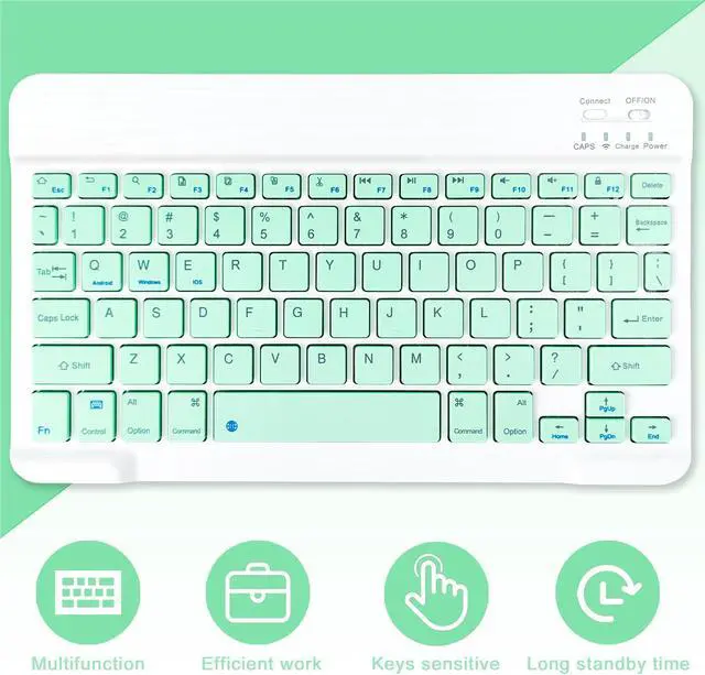 Alt view image 4 of 5 - XCHYTECHER Keyboard Case for  Fire HD 10/10 Plus 10.1 inch, Detachable Keyboard with Type-C Charging Port Cover (Mint Green+Mint Green)