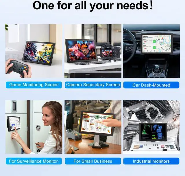 Alt view image 5 of 5 - XBONFIRE 10.1 Inch Touchscreen Monitor - 1920x1200 HDMI Touch Screen Monitor 16:10 IPS Rpi Screen Display for Pi 5/4/3/2/Zero/B/B+ Win11/10/8/7 W/VESA,Speaker,Fan,Stand Free Driver
