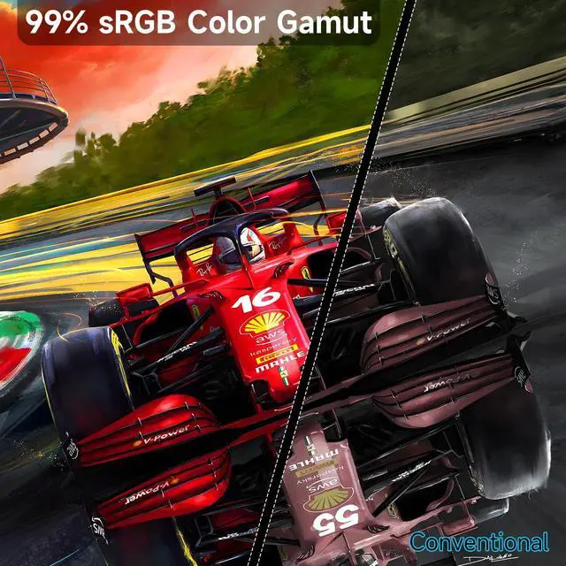 Alt view image 4 of 5 - 27 inch Gaming Monitor, QHD 2560 * 1440p, 165Hz 99% sRGB, Frameless IPS Screen, 1ms, FreeSync, HDMI DisplayPort, Built-in Speakers and LED Rainbow Light, VESA Mountable