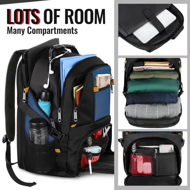 Alt view image 2 of 5 - YOREPEK Travel Backpack, Extra Large 50L Laptop Backpacks for Men Women, Water Resistant College Backpack Airline Approved Business Bag with USB Charging Port Fits 17 Inch Computer, Roy Blue