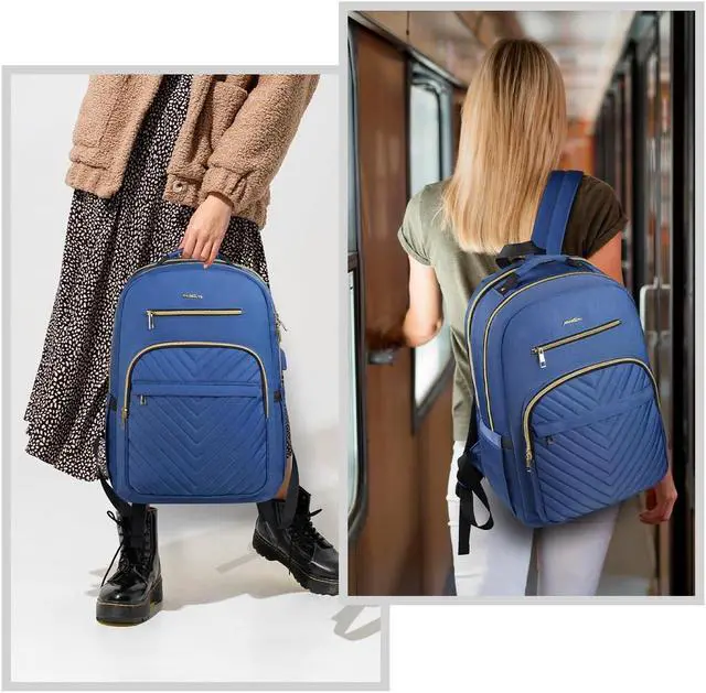 Alt view image 2 of 5 - YAMTION Backpack Women,15.6 Inch Laptop Backpack for Women USB Backpack for Business Work Office College,Dark Blue