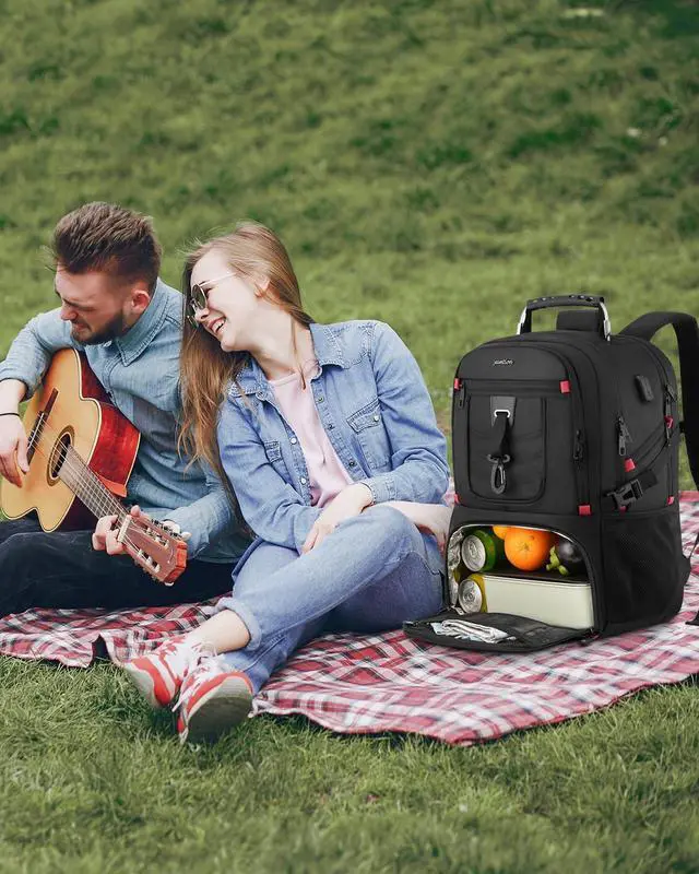Alt view image 2 of 5 - YAMTION 17.3 Inch Laptop Insulated Backpacks with Cooler Compartment,Men Work Cooler Backpack Insulated Lunch Bag for Teens Boys with Charging Port for Gym College Travel