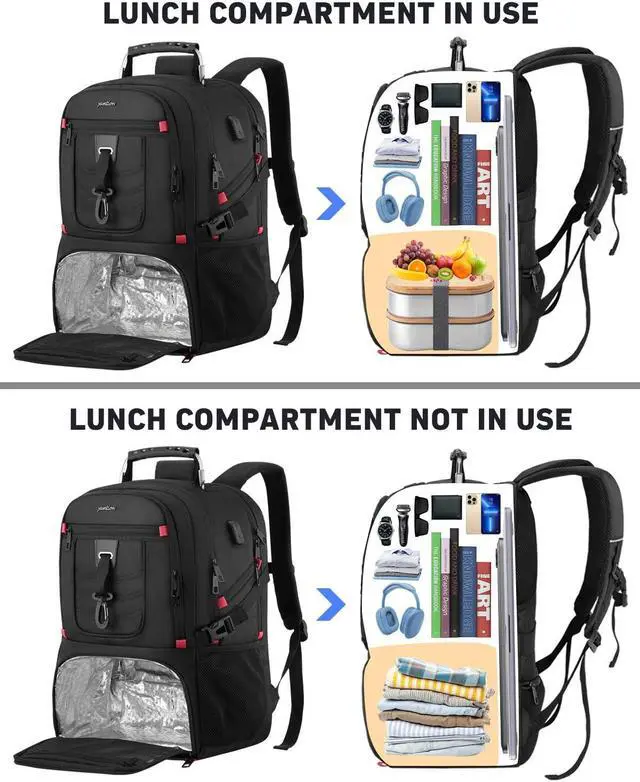 Alt view image 5 of 5 - YAMTION 17.3 Inch Laptop Insulated Backpacks with Cooler Compartment,Men Work Cooler Backpack Insulated Lunch Bag for Teens Boys with Charging Port for Gym College Travel
