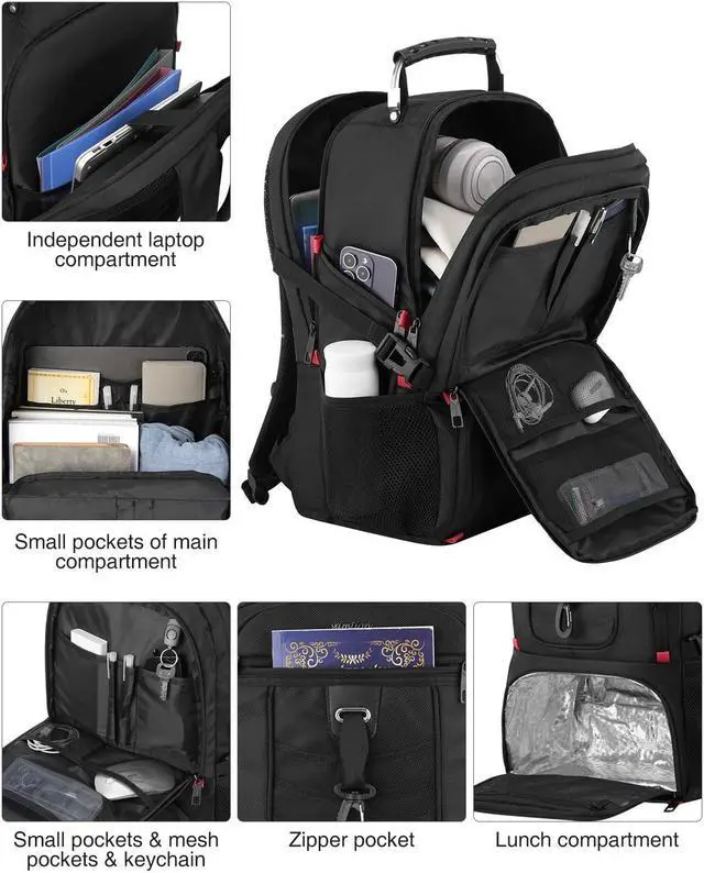 Alt view image 4 of 5 - YAMTION 17.3 Inch Laptop Insulated Backpacks with Cooler Compartment,Men Work Cooler Backpack Insulated Lunch Bag for Teens Boys with Charging Port for Gym College Travel