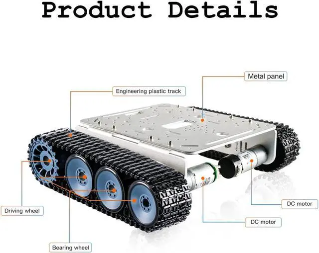 Alt view image 3 of 5 - YCKJ Professional Smart Tank Car Chassis with High Torque DC Motors, TP200 Remote Control Metal Robotic Platform Robot Accessories Kit for Arduino Uno, Raspberry Pie, STM32, DIY STEAM Education