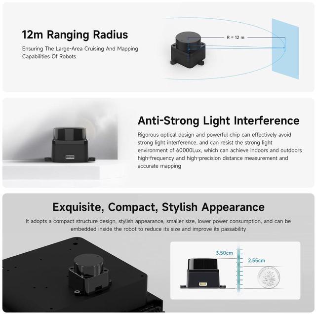 Alt view image 4 of 5 - LDROBOT D500 Lidar Kit DTOF Outdoor Robot SLAM Navigation Scanning Laser Radar Sensor Support ROS1 ROS2 D300 Lidar Kit Upgrade