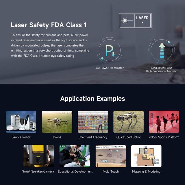 Alt view image 5 of 5 - LDROBOT D500 Lidar Kit DTOF Outdoor Robot SLAM Navigation Scanning Laser Radar Sensor Support ROS1 ROS2 D300 Lidar Kit Upgrade