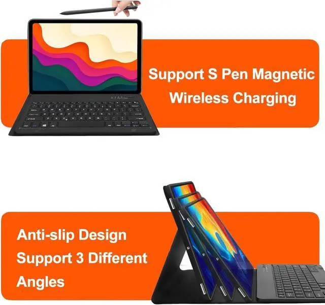 Alt view image 3 of 5 - Galaxy Tab S9 Plus Case with Keyboard 12.4 Inch 2023, Magnetic Detachable Bluetooth Keyboard, Smart Folio Cover with S Pen Holder for Samsung Galaxy Tab S7 FE/S8 Plus Keyboard Case, Rechargeable