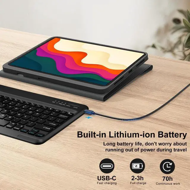 Alt view image 4 of 5 - Galaxy Tab S9 Plus Case with Keyboard 12.4 Inch 2023, Magnetic Detachable Bluetooth Keyboard, Smart Folio Cover with S Pen Holder for Samsung Galaxy Tab S7 FE/S8 Plus Keyboard Case, Rechargeable