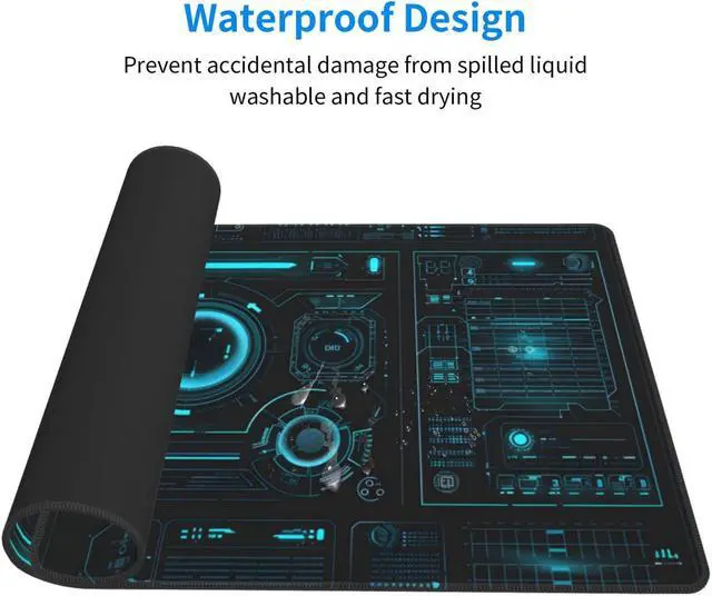 Alt view image 2 of 5 - ZOCOZY Large Extended Gaming Mouse Pad, (48" x 24") Big Desk Matt for Desktop, Waterproof Computer Keyboard Mat for Esports Pros/Gamer/Desktop/Office/Home-Cyberpunk Black and Blue