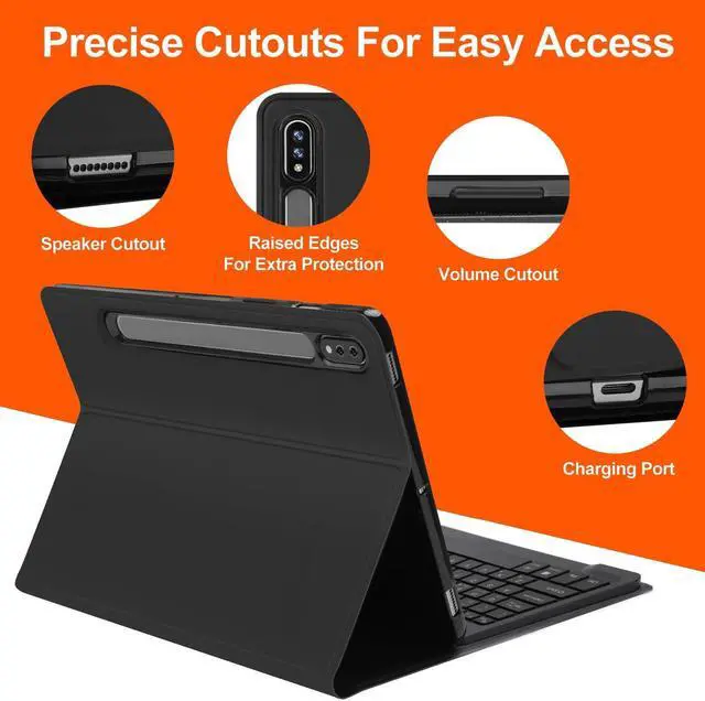 Alt view image 5 of 5 - Galaxy Tab S9 Plus Case with Keyboard 12.4 Inch 2023, Magnetic Detachable Bluetooth Keyboard, Smart Folio Cover with S Pen Holder for Samsung Galaxy Tab S7 FE/S8 Plus Keyboard Case, Rechargeable
