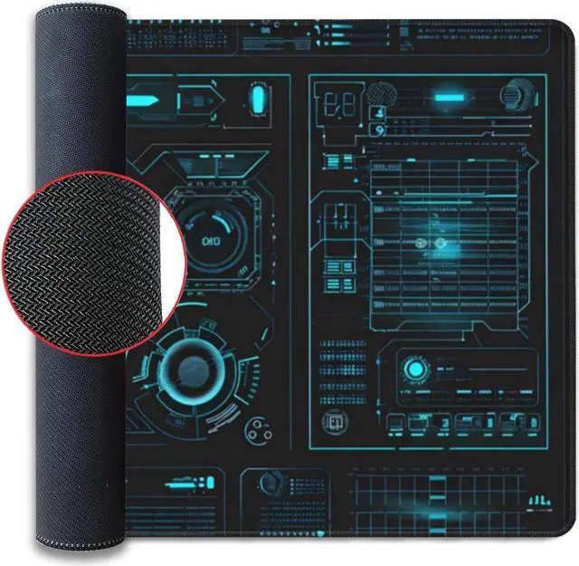 Alt view image 5 of 5 - ZOCOZY Large Extended Gaming Mouse Pad, (48" x 24") Big Desk Matt for Desktop, Waterproof Computer Keyboard Mat for Esports Pros/Gamer/Desktop/Office/Home-Cyberpunk Black and Blue